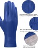 Warm Driving Lambskin Leather Gloves Blue