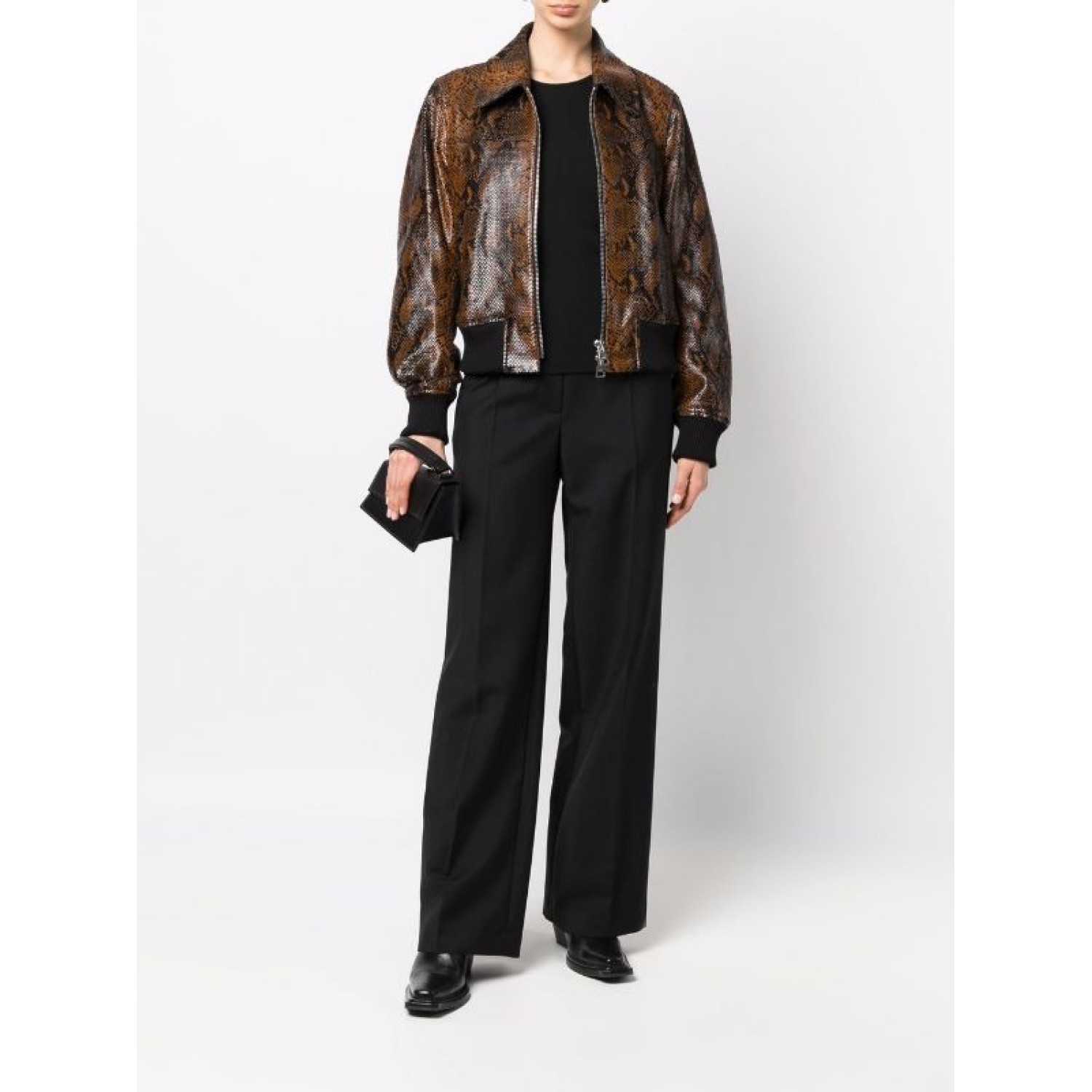 snakeskin effect zip-up jacket