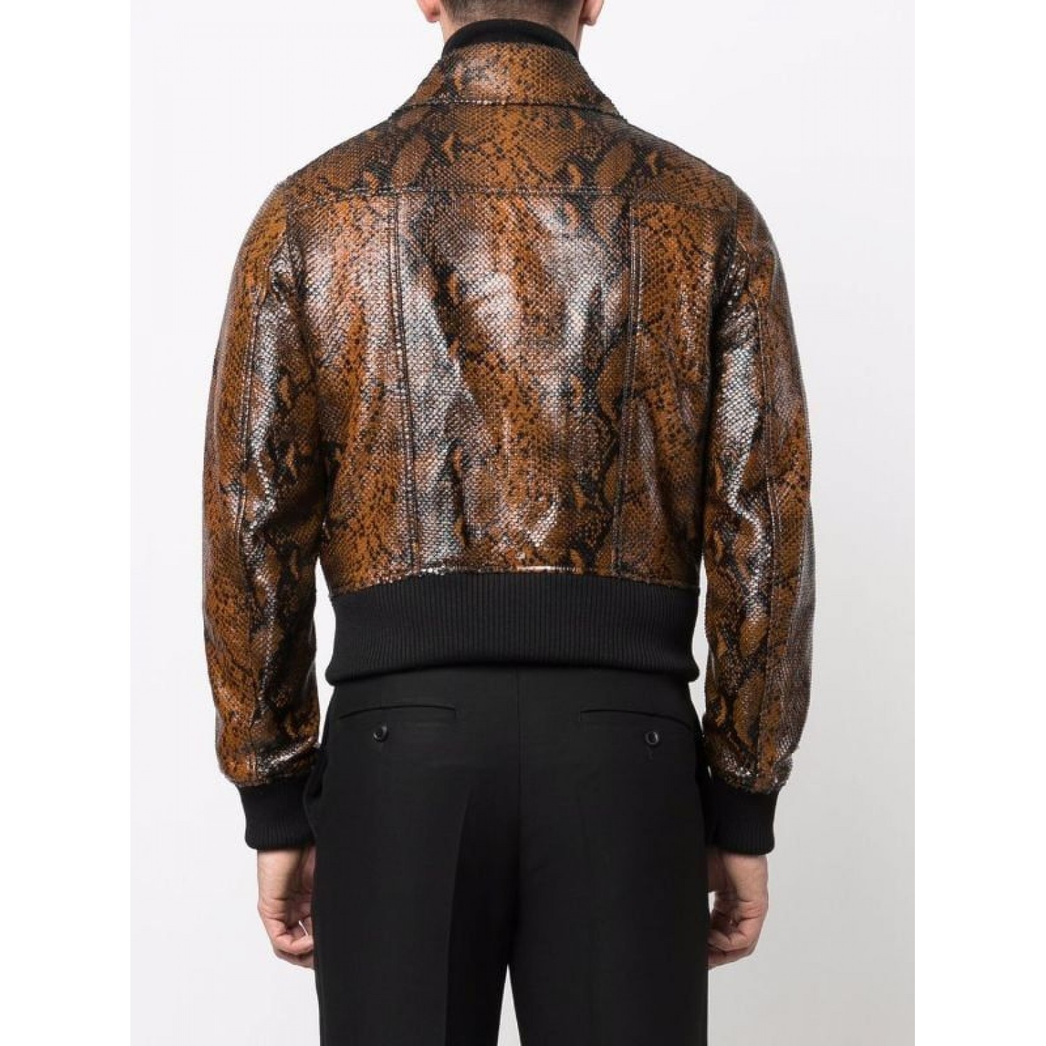 snakeskin effect zip-up jacket