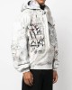 graffiti-print aviator leather jacket