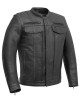 Men's Motorcycle Leather Jacket - Black 