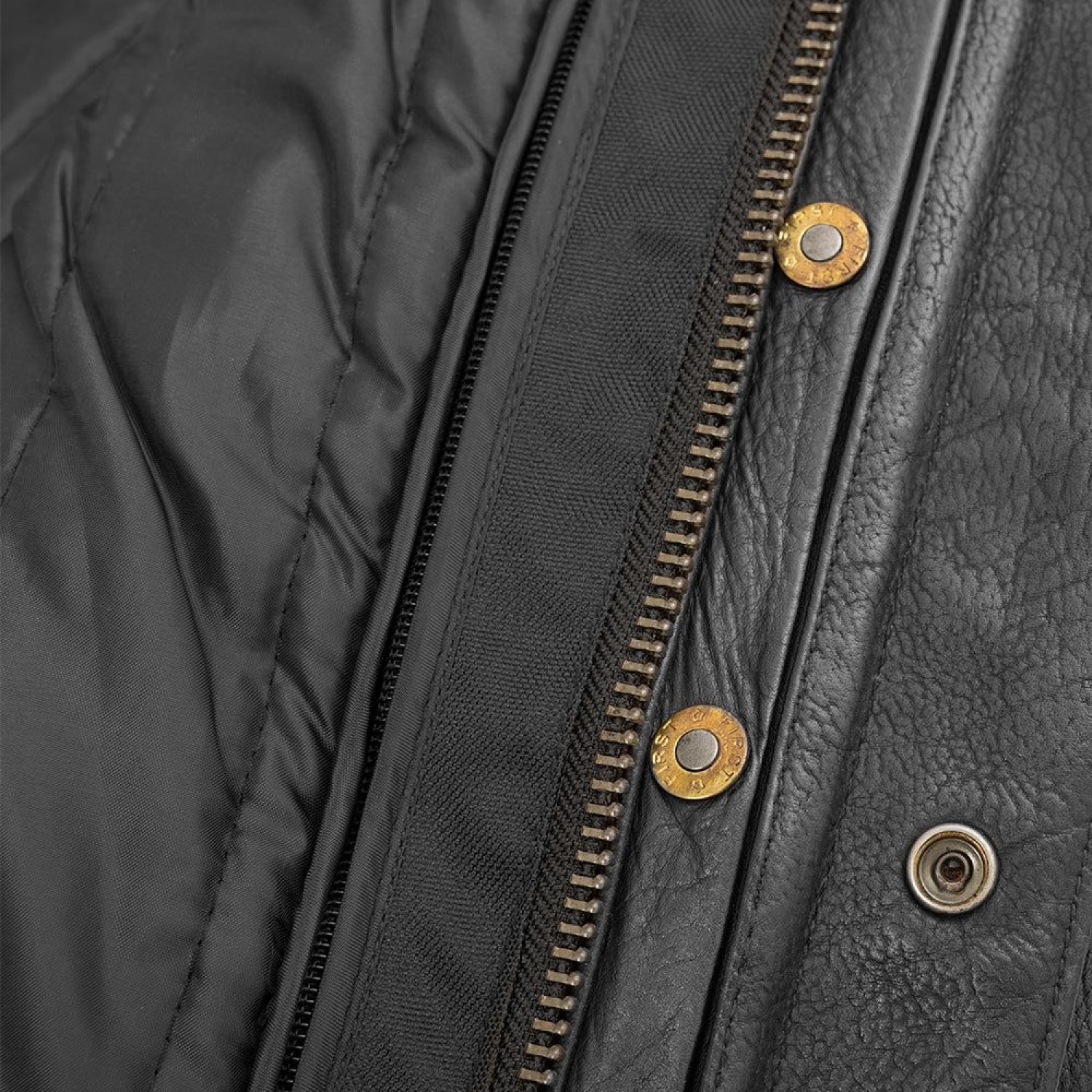 Men's Motorcycle Leather Jacket - Black 