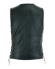 Plain Mens Leather Waistcoat Motorcycle Biker Vest Black with Hooks