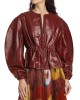 Balloon-Sleeve Leather Jacket